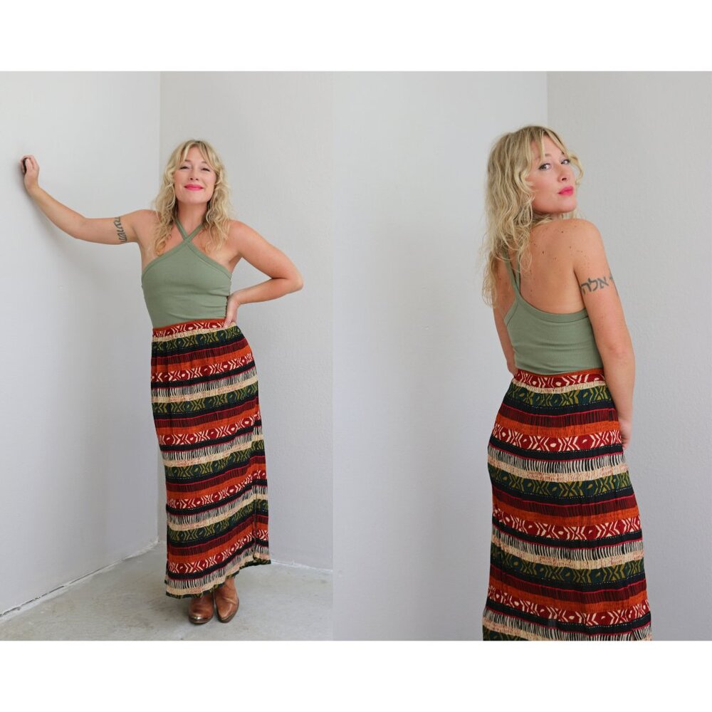 2000's, New Old Stock NWT Kloz Rayon Maxi Skirt ~ Women's Extra Large to 2XL